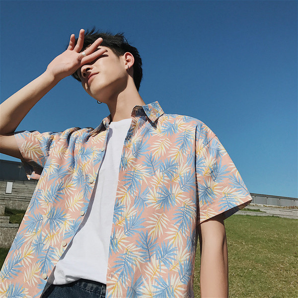 Cămașă de vară pentru bărbați cu mâneci scurte model gratuit în trei culori