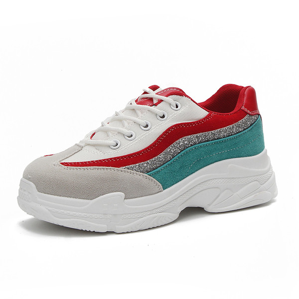 Pantofi sport de damă pe o platformă mică în alb și negru