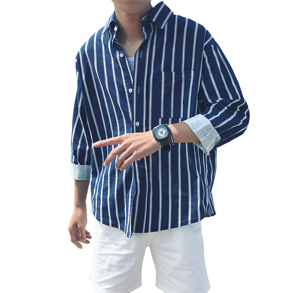 Camasa barbati stilata in dungi cu maneci lungi model gratuit in doua culori