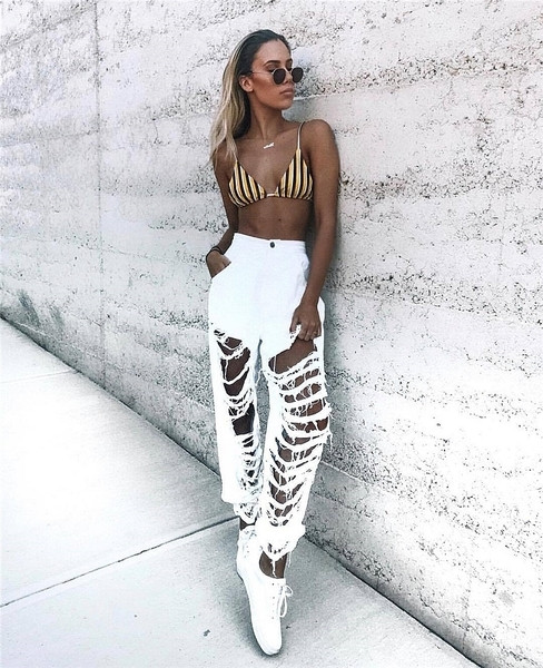 NOU costum de baie modern pentru doamne în dungi din două piese