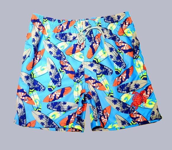 Мъжки модерни бански с цветна щампа и бродерия