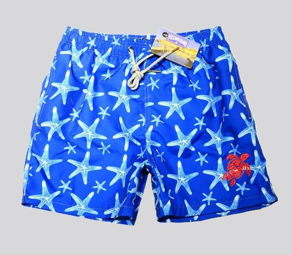 Мъжки модерни бански с цветна щампа и бродерия