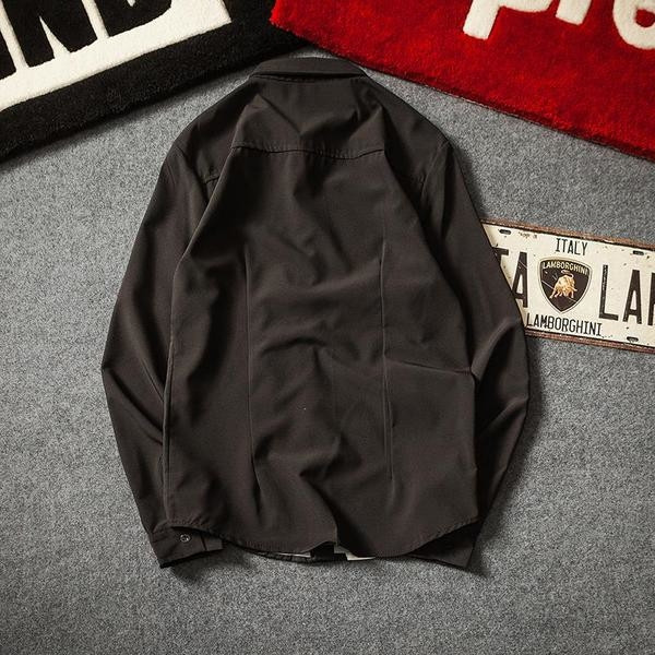 Cămașă bărbătească de primăvară-vară cu mâneci lungi și aplicație pisică în alb-negru