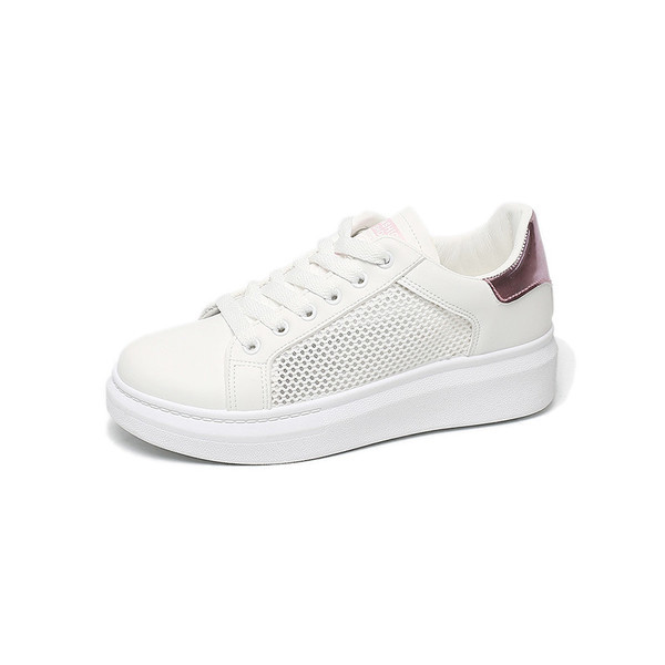 Adidași de vară damă pe talpă plată de culoare albă