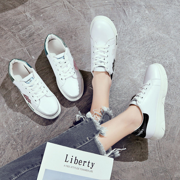 Tenisi casual dama cu decor alb