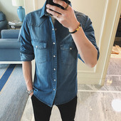 Cămașă din denim de primăvară-vară cu mâneci lungi