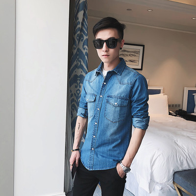 Cămașă din denim de primăvară-vară cu mâneci lungi