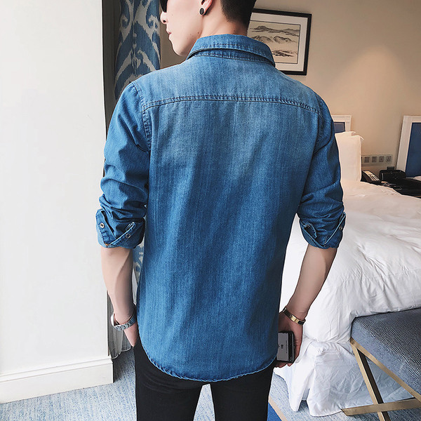 Cămașă din denim de primăvară-vară cu mâneci lungi