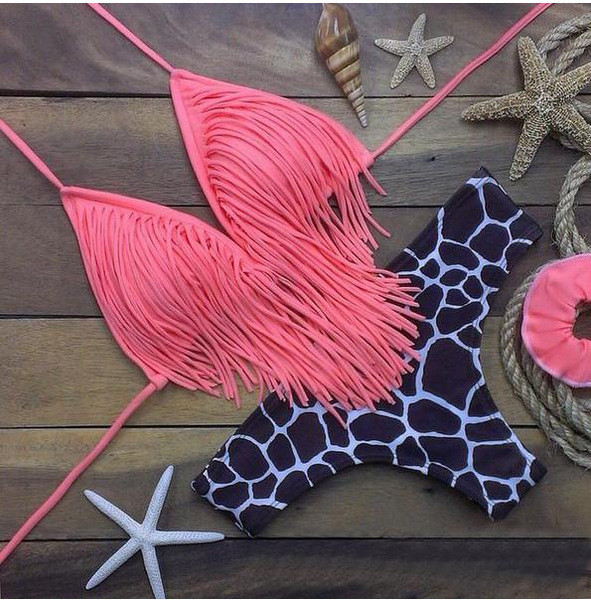 Costum de baie NOU pentru doamne cu franjuri din două piese