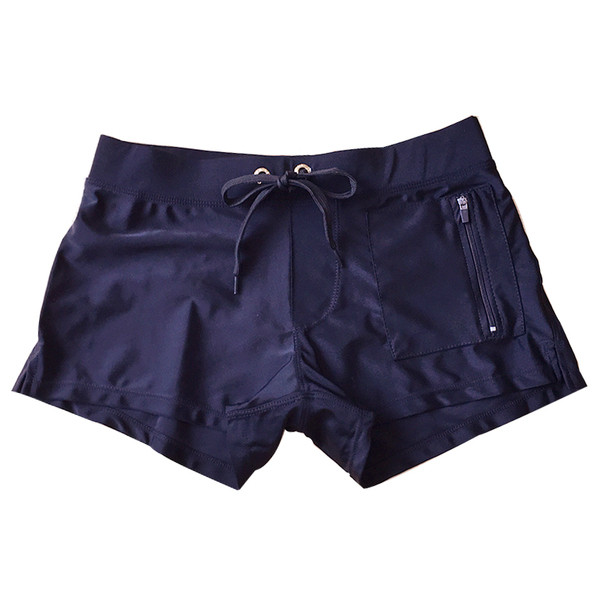 Costum de baie simplu pentru bărbați, în două culori, cu buzunar decorativ cu fermoar