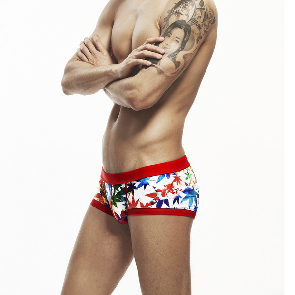 Model nou de costume de baie barbatesti in doua culori cu model floral