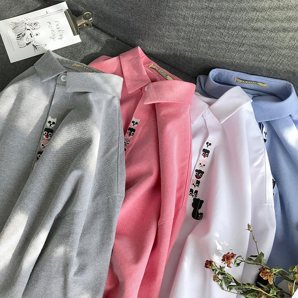 Cămașă proaspătă pentru bărbați cu mâneci lungi și broderie colorată în mai multe culori