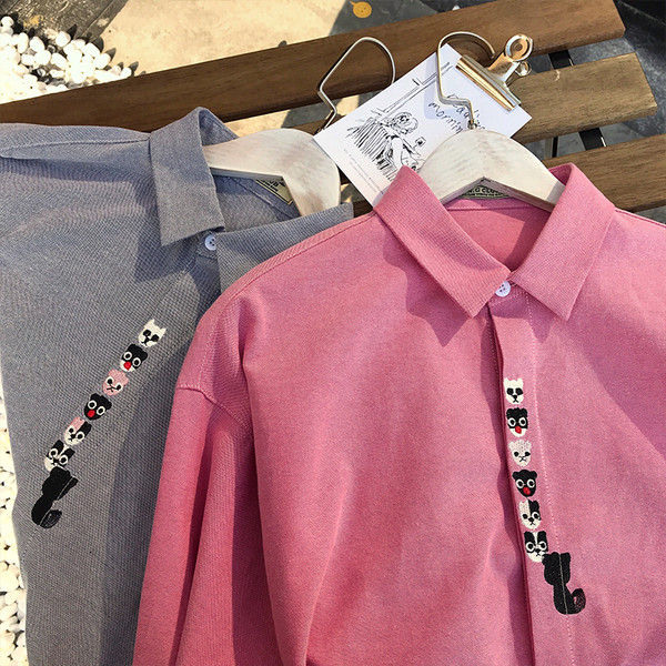 Cămașă proaspătă pentru bărbați cu mâneci lungi și broderie colorată în mai multe culori