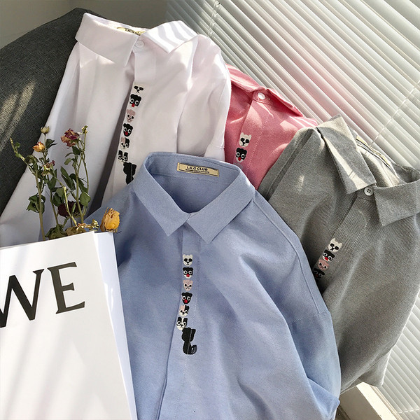 Cămașă proaspătă pentru bărbați cu mâneci lungi și broderie colorată în mai multe culori