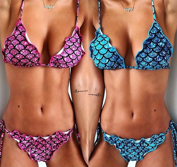 НОВ модерен дамски бански от две части в два цвята