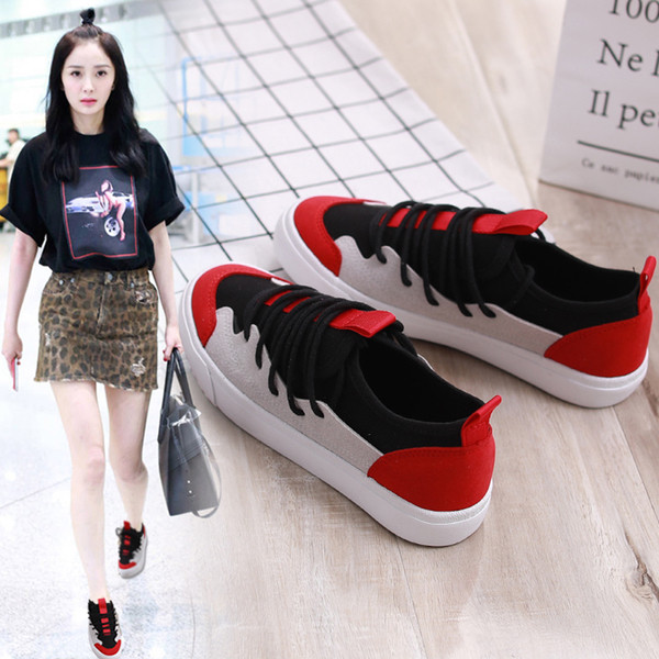 Tenisi moderni de dama cu sireturi in doua culori