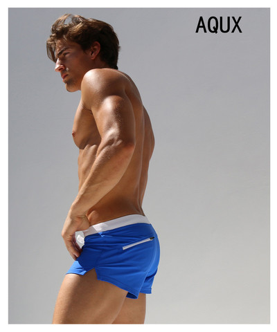 Costum de baie pentru bărbați cu talie elastică și fante laterale