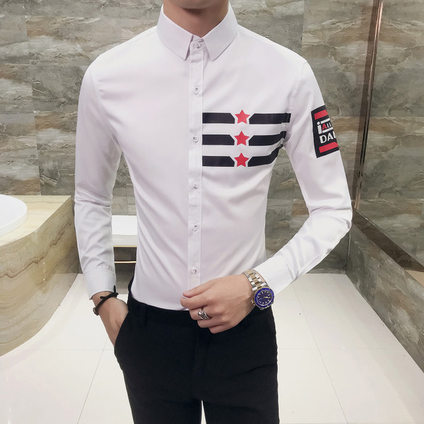 Cămașă modernă pentru bărbați Model Slim cu mâneci lungi în două culori