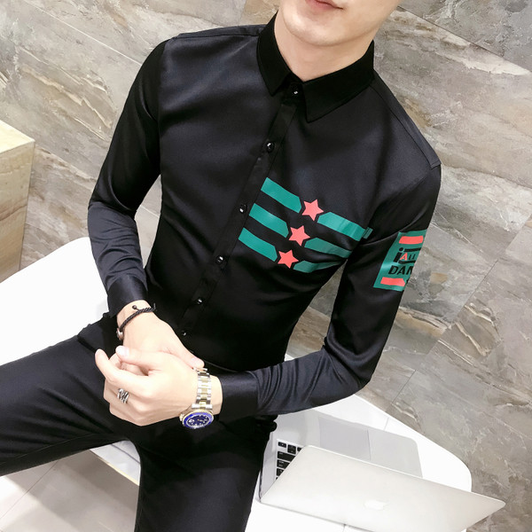 Cămașă modernă pentru bărbați Model Slim cu mâneci lungi în două culori