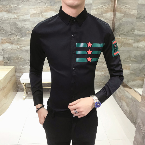 Cămașă modernă pentru bărbați Model Slim cu mâneci lungi în două culori