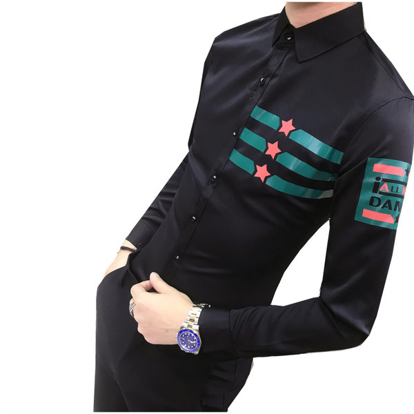 Cămașă modernă pentru bărbați Model Slim cu mâneci lungi în două culori