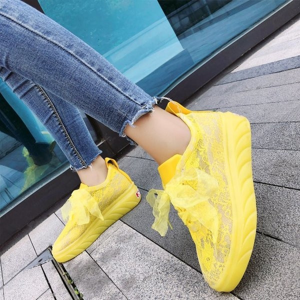 Tenisi moderni de dama cu dantela si panglica in trei culori