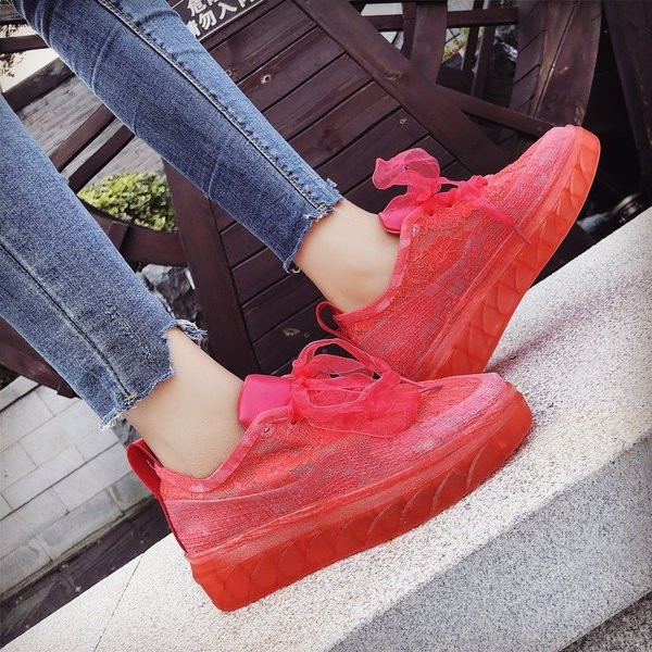 Tenisi moderni de dama cu dantela si panglica in trei culori