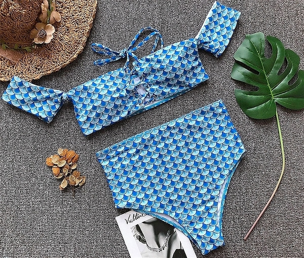 NOU costum de baie modern pentru doamne în două părți cu legături în partea de sus