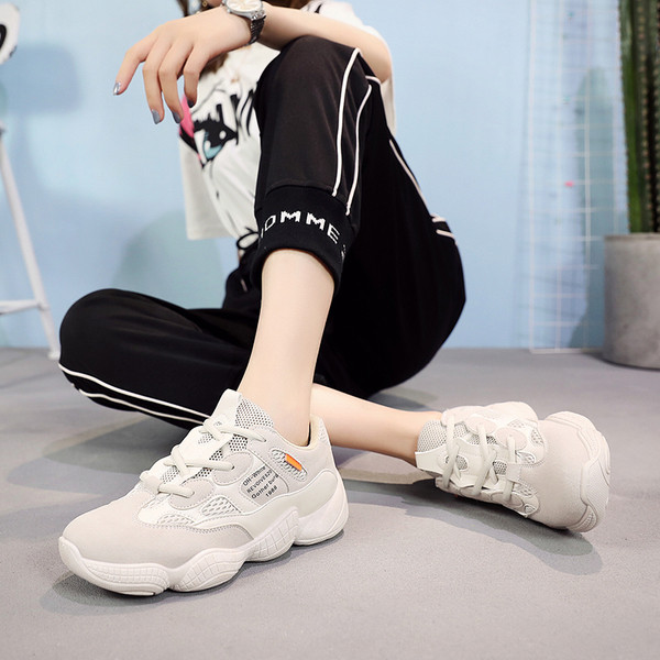 Tenisi casual dama in gri, alb si negru