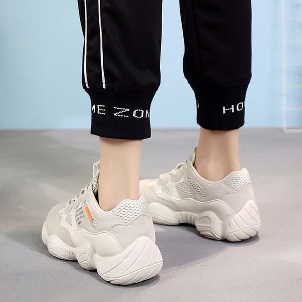 Tenisi casual dama in gri, alb si negru