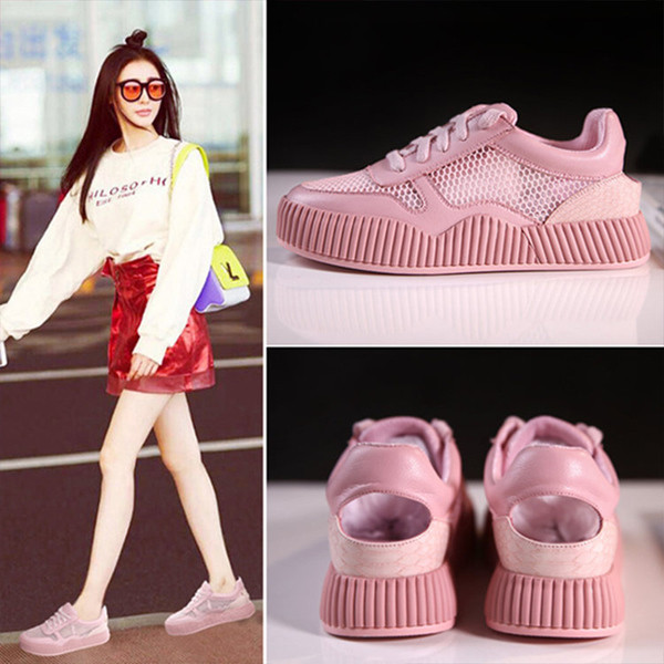 Adidasi de vara dama cu plasa si gaura in alb si roz