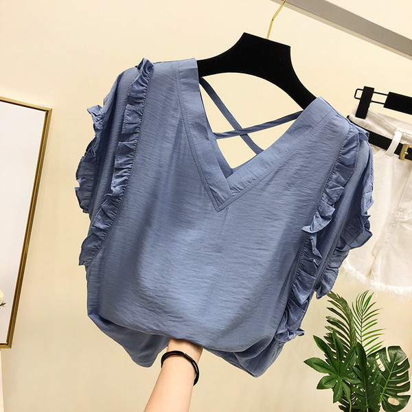 Bluza de dama cu decolteu in V si cravate in diferite culori