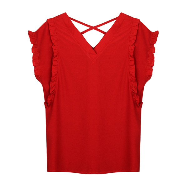 Bluza de dama cu decolteu in V si cravate in diferite culori