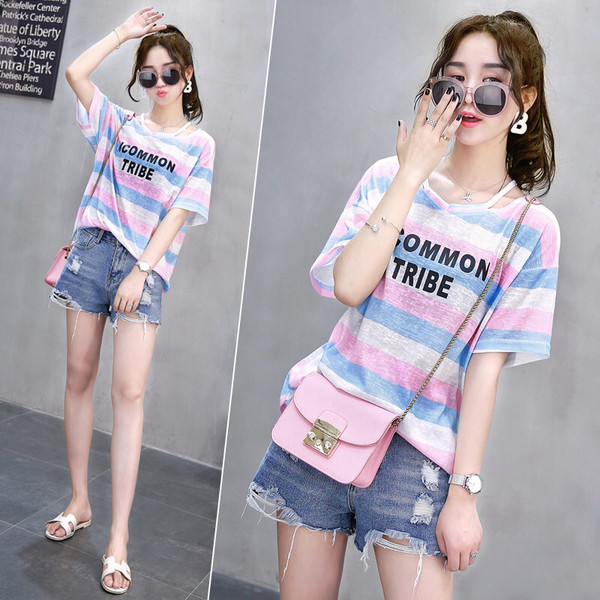 Tricou dama model larg cu inscriptie in mai multe culori