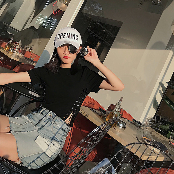 Tricou de dama modern cu maneci scurte si cravate in 2 culori