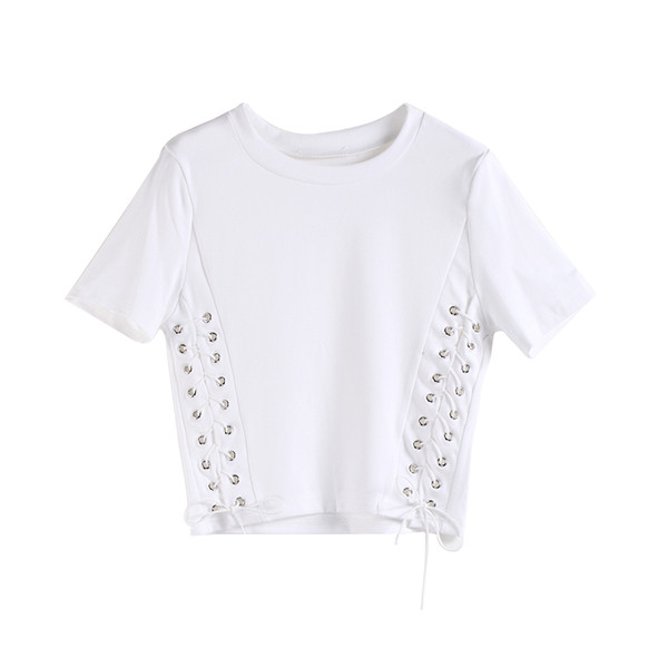 Tricou de dama modern cu maneci scurte si cravate in 2 culori