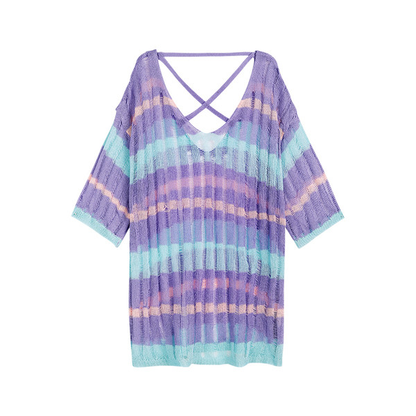 Modern női póló - széles, nyakkendős modell