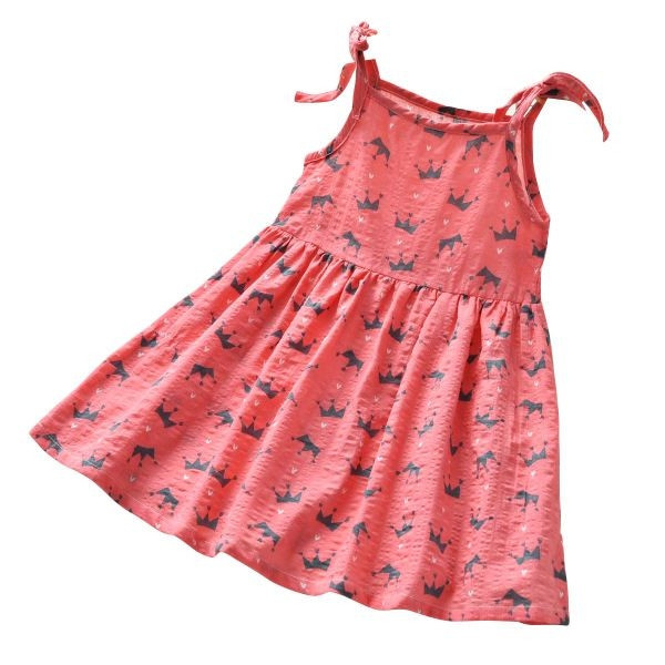 Детска ежедневна рокля в няколко цвята с щампа