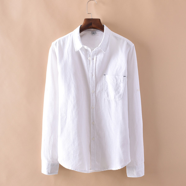 Cămașă de in pentru bărbați cu mâneci lungi în patru culori