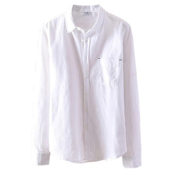 Cămașă de in pentru bărbați cu mâneci lungi în patru culori