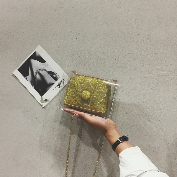 Geanta de dama transparenta cu geanta de voiaj colorata stralucitoare