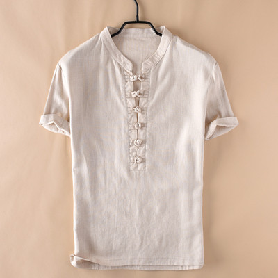 Cămașă bărbătească din bumbac cu mâneci scurte în patru culori