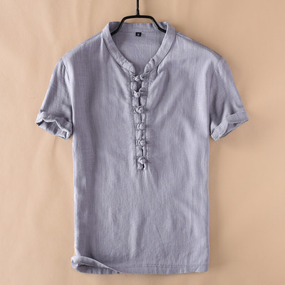 Cămașă bărbătească din bumbac cu mâneci scurte în patru culori