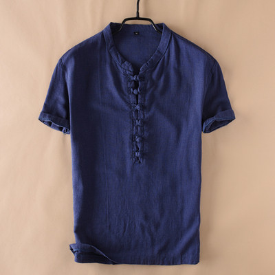 Cămașă bărbătească din bumbac cu mâneci scurte în patru culori