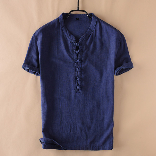 Cămașă bărbătească din bumbac cu mâneci scurte în patru culori