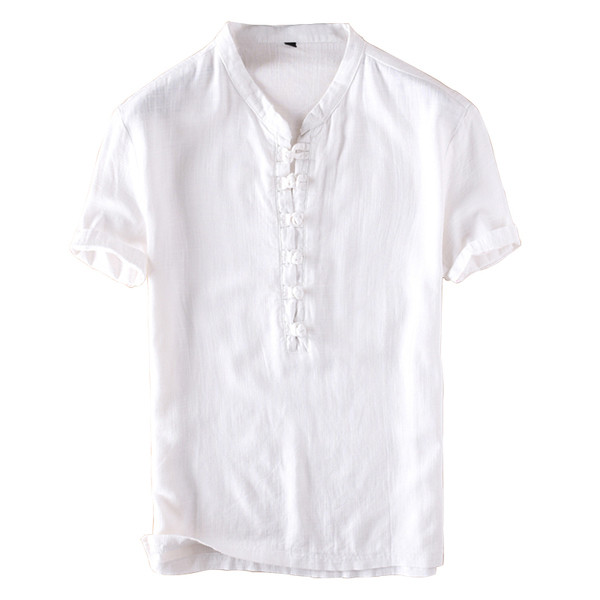 Cămașă bărbătească din bumbac cu mâneci scurte în patru culori