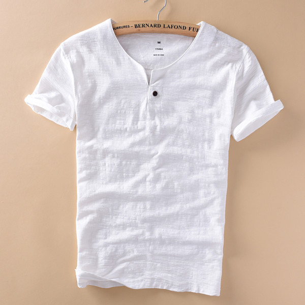 Tricou pentru bărbați cu mâneci scurte și guler în formă de O în trei culori