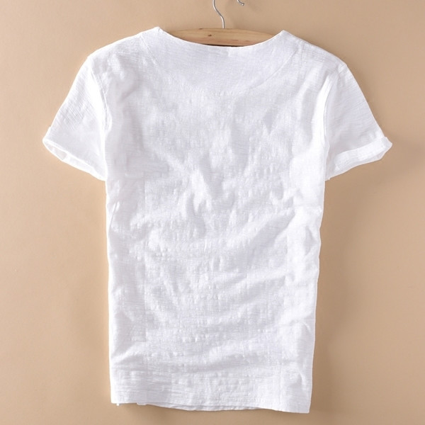 Tricou pentru bărbați cu mâneci scurte și guler în formă de O în trei culori