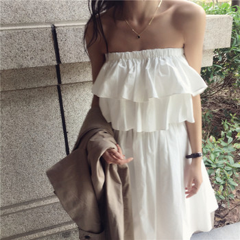 HIT Rochie de dama cu maneci cazute de culoare alba