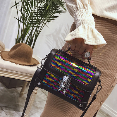 Geanta de dama din piele cu paiete in patru culori